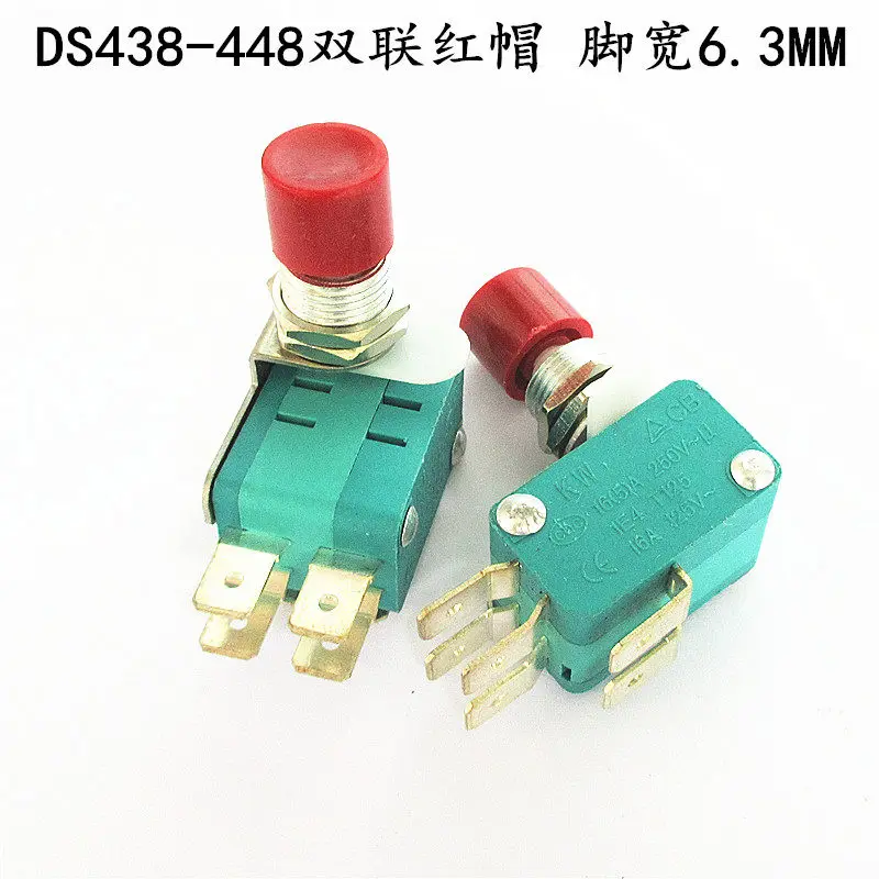 DS438-448 레드 햇 / 그린 햇 셀프 리셋팅 순간 푸시 버튼 마이크로 스위치 홀 12mm 핀 폭 4.8 6.3