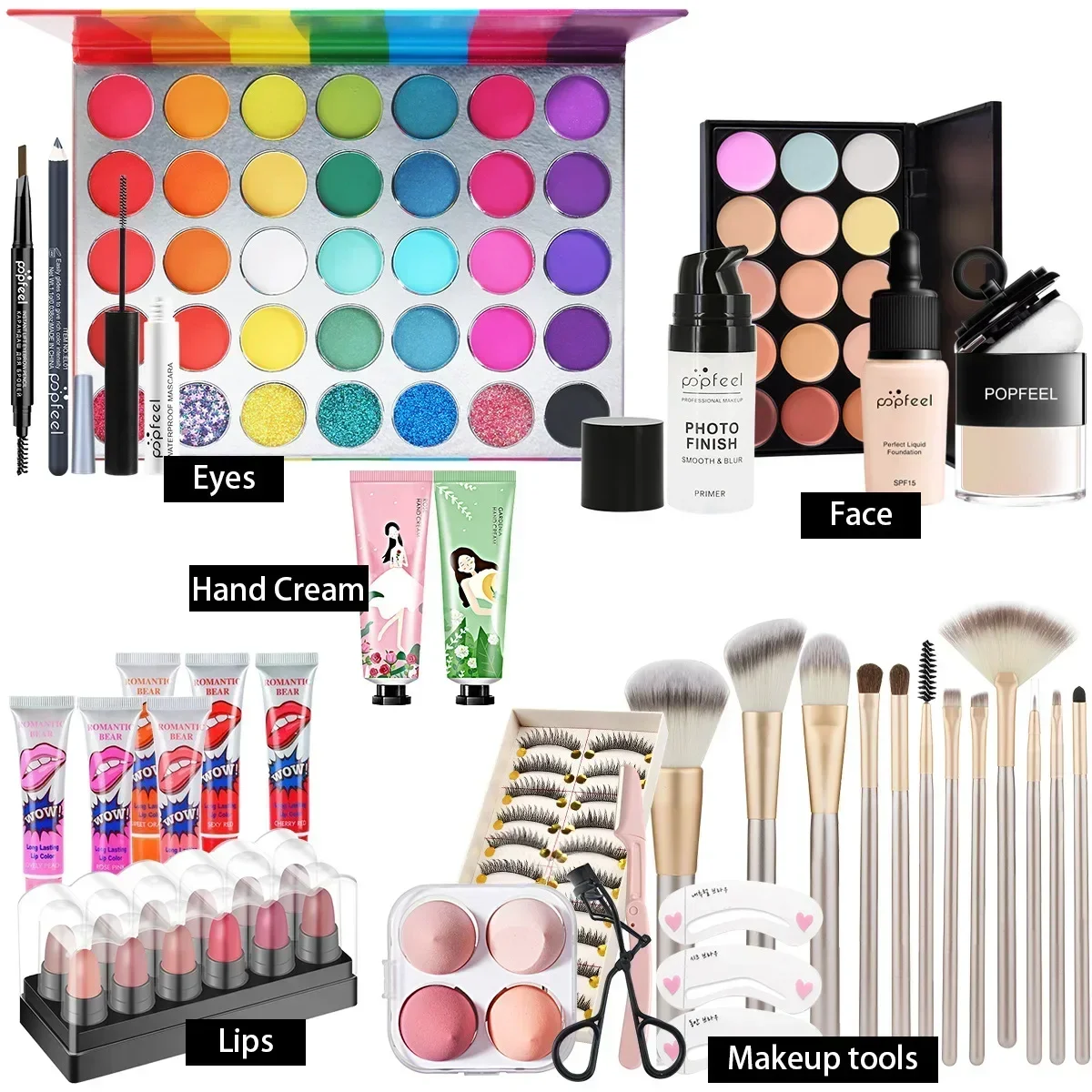 All-in-One Makeup Kit Gift Set with Eyeshadow Palette Foundation Lip Gloss Blush Brushes Eyeliner and More Beauty Gifts