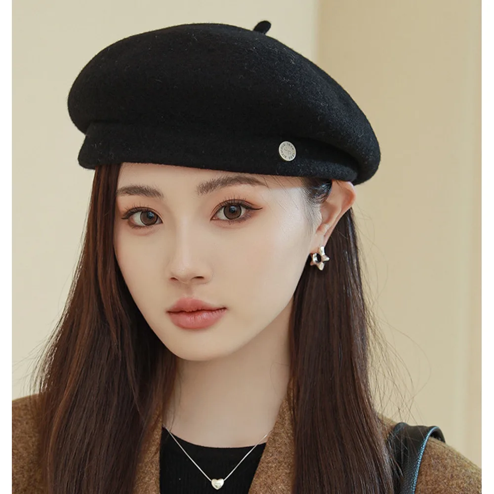 Neue leichte Luxus-Baskenmütze aus Wolle für Kinder, neuer koreanischer Herbst- und Winterstil, zeigt Gesicht, kleine Mode, Malerhut, britischer Retro-Knospenhut_voghion.com