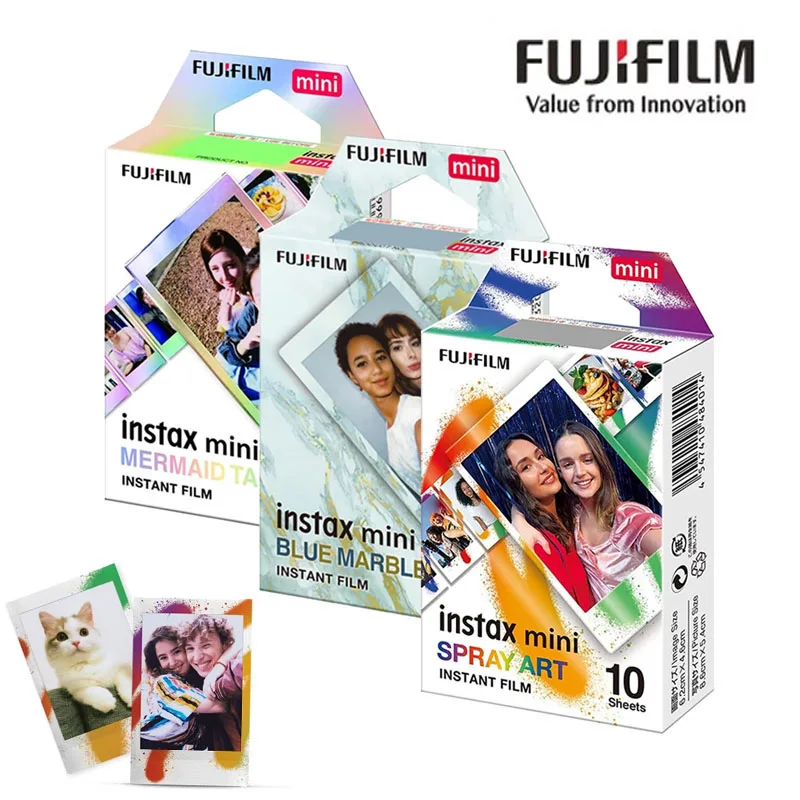 Originale Fujifilm Instax Mini Film Spray Art/Blue Marble/Mermaid Tail Design Film Per Fuji Mini Evo 12 11 8 9 7S 25 26 70 90