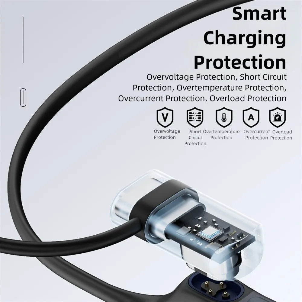 Bone Conduction Headphone Type-C Magnetic Charging Adapter with LED Indicator and Anti-Loss Features