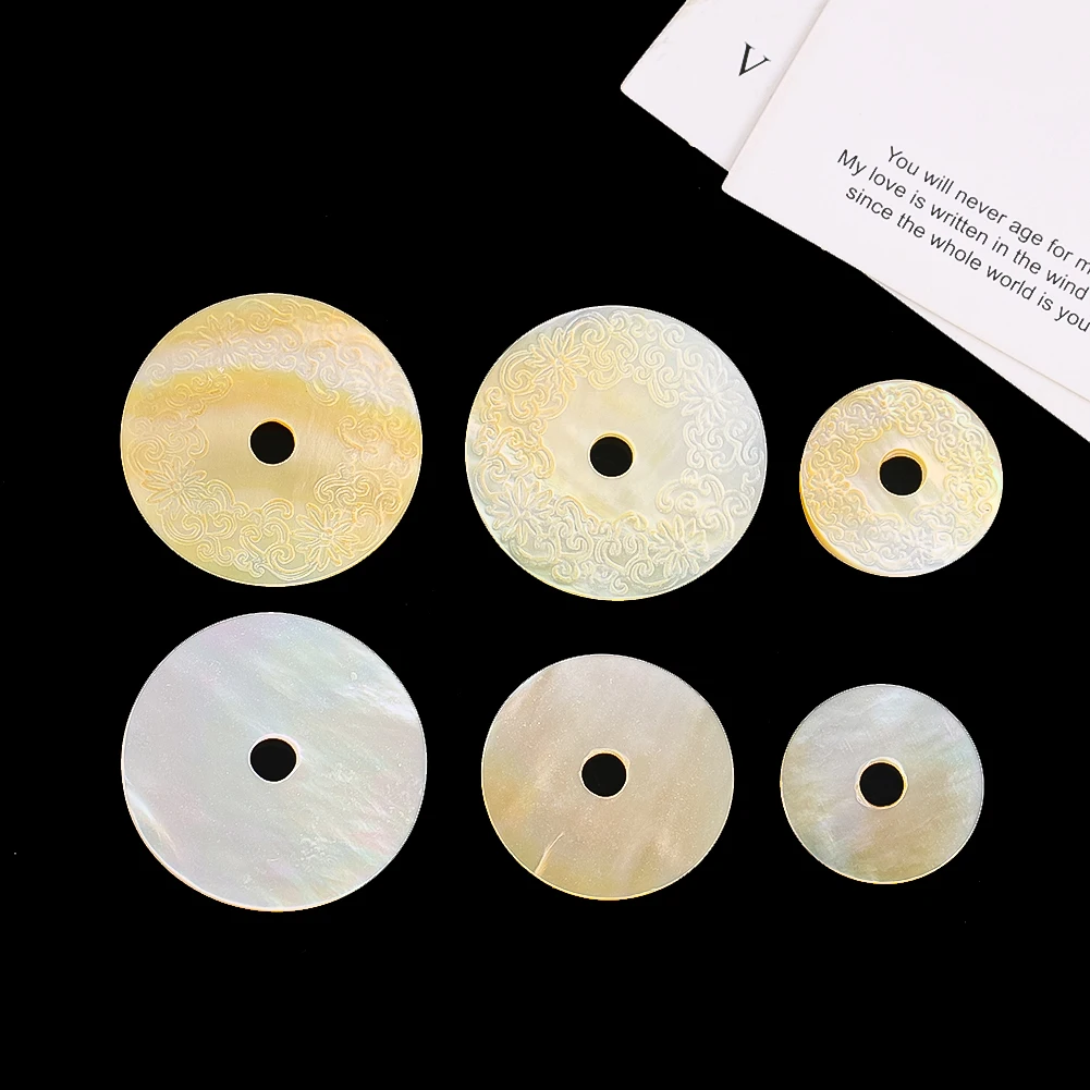 천연 황색 조개껍질 링 자개 원형 스페이서 디스크 커넥터 쥬얼리 제작 펜던트 DIY 공예품 목걸이 용품