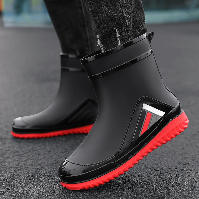 

Brand Men Water Boots Shoes Thick Sole Non-Slip Fashion Summer Waterproof Shoes Rubber Outdoor Mens Rain Shoes Fishing Boots Man