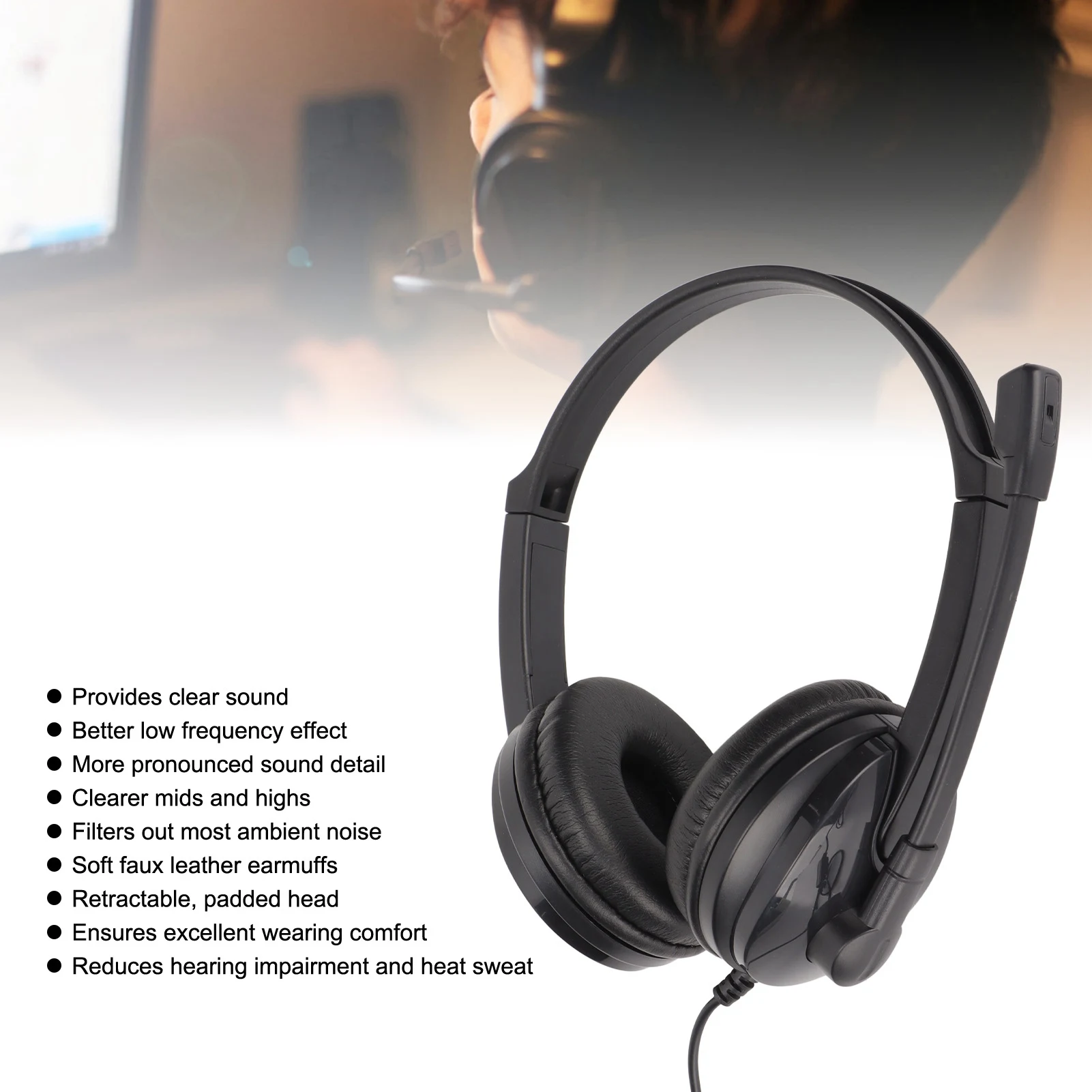 게임용 헤드폰 PC?3033 게임용 헤드셋 소프트 이어머프 PC 노트북용 다기능 3.5mm 서라운드 스테레오 게임용 헤드폰