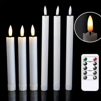Bougies LED sans flamme à lumière chaude, 3 ou 6 pièces, avec télécommande, bougies coniques courtes/longues décoratives pour pièce de 6.5/7/10/11 pouces 1