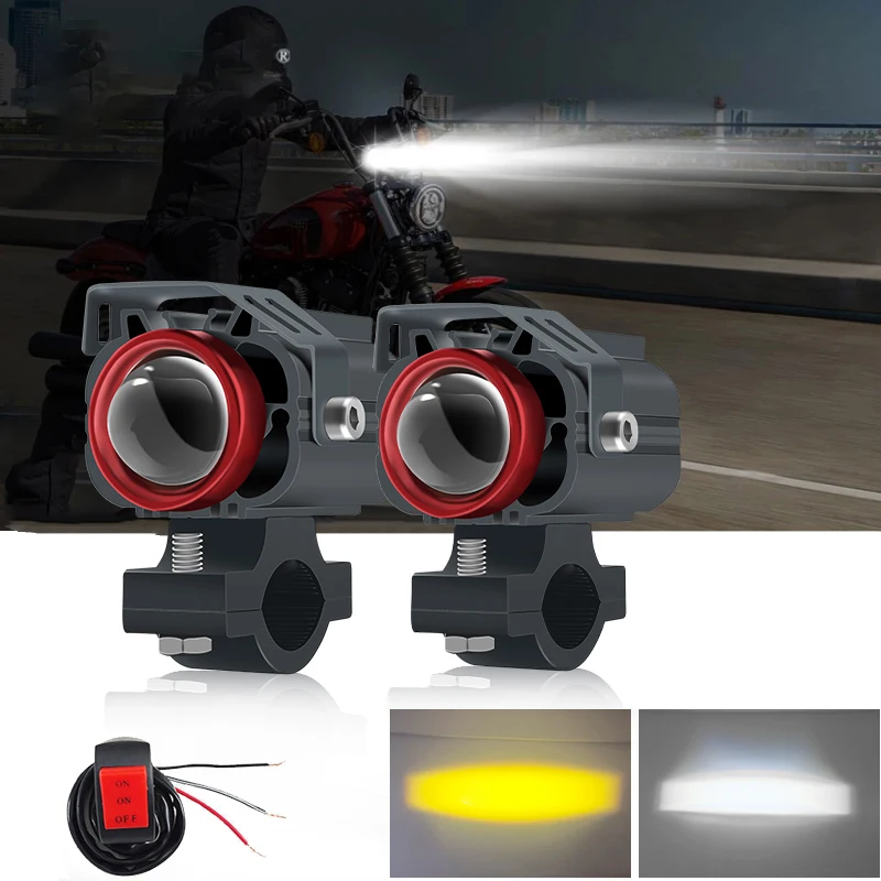 Motocykl LED pomocných světlomet reflektor projektor čočka jízda mlha lehký white/amber s spínač pro auto off-road 4X4 ATV