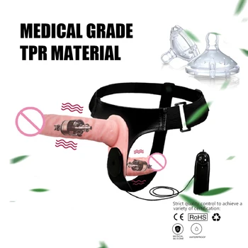 Huge Double Realistic Dildo Female Masturbator Strap-On Ultra Elastic Harness Panties Strap On Big Dildos Sex Toys for Couple Le 2