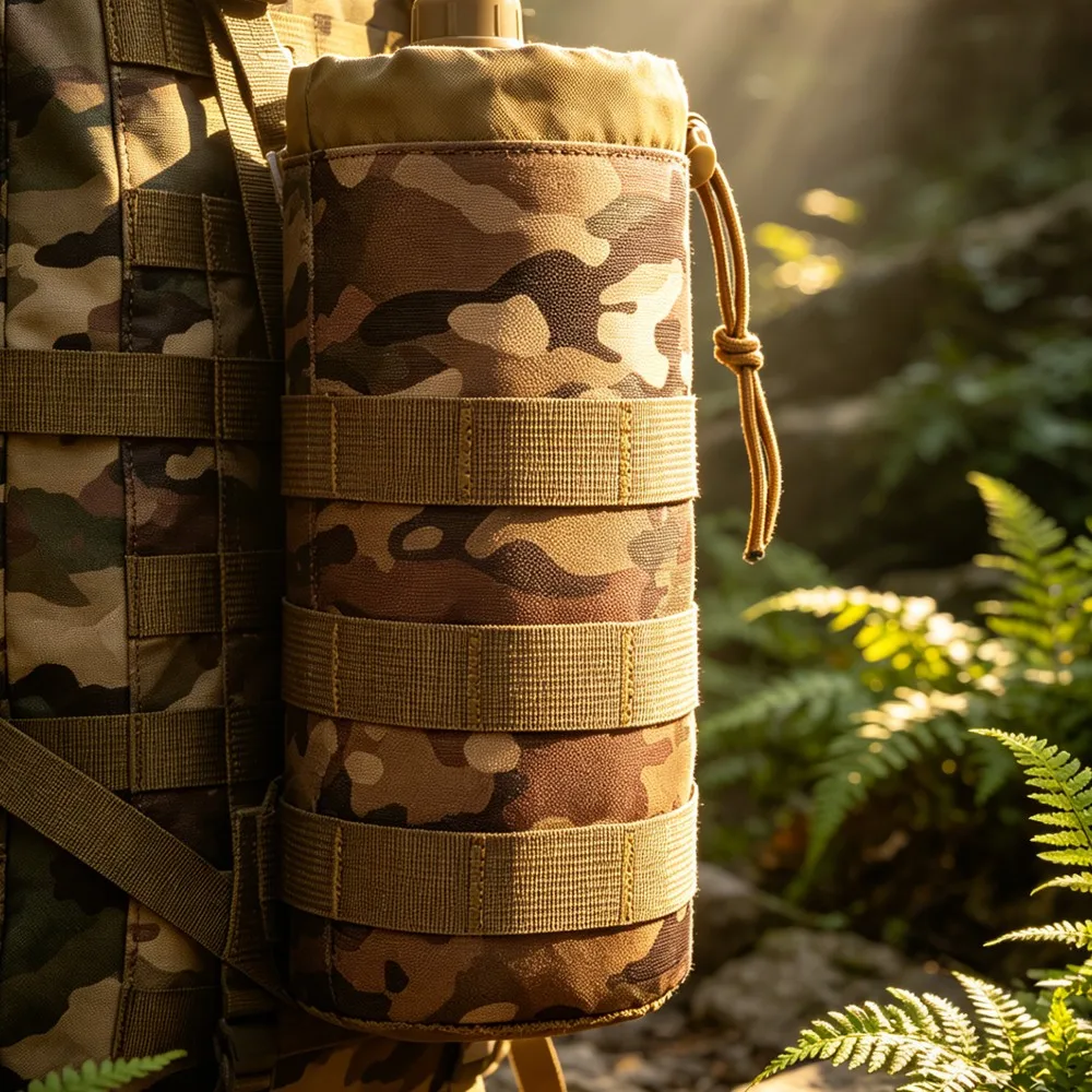 새로운 MOLLE 전술 물병 홀더 600D 나일론 드로스트링 물병 파우치, 야외 사냥 하이킹 캠핑용, 6가지 색상