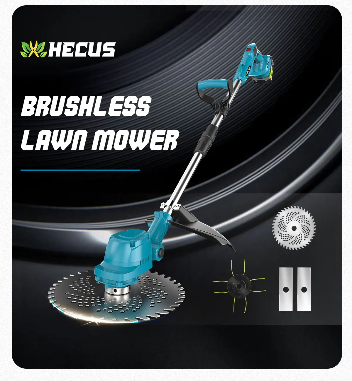 9 Inch Brushless Electric Lawn Mower Length Adjustable Cordless Rechargeable Gra