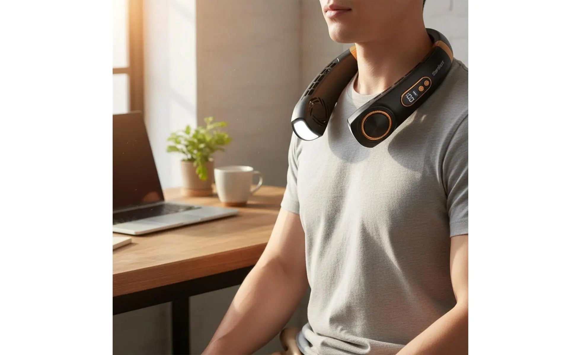 Neck Fan 360° Surround Wind Flow Hanging Neck Fan Wearable Air Cooler 3-Speed Adjustment Glowing Display Digital Display Neck Fan 360° Surround Wind Flow Hanging Neck Fan Wearable Air Cooler 3-Speed Adjustment Glowing Display Digital Display