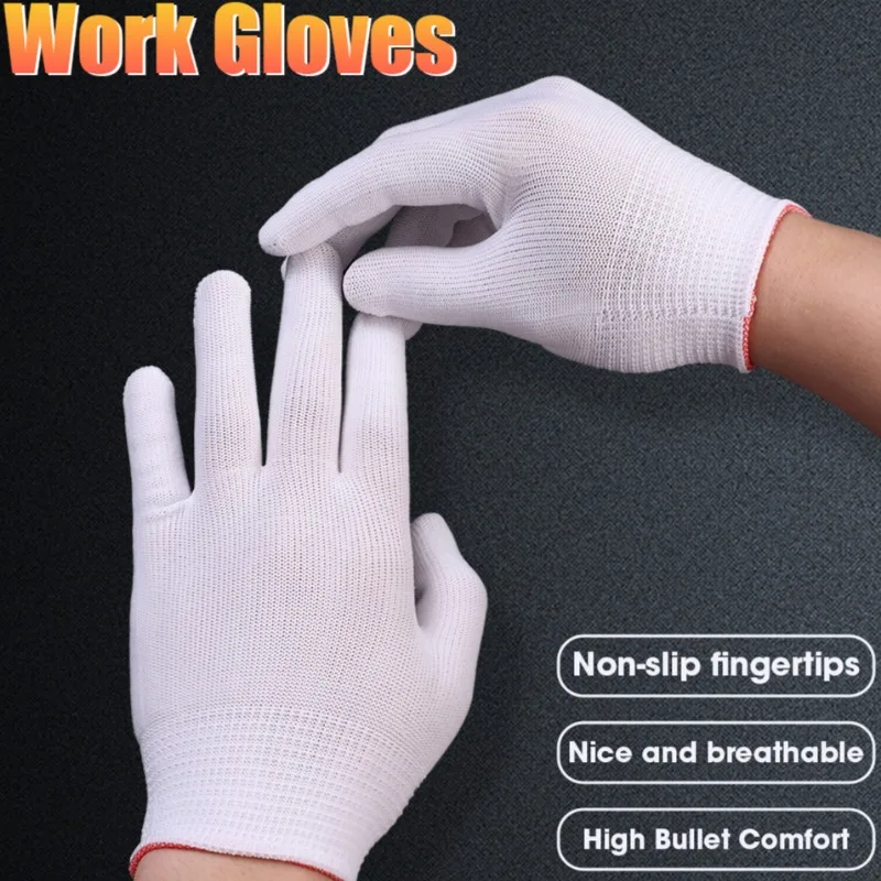 Wear Resistant Work Glove Prevent Cuts Elastic Nylon Knitted Gloves Men Women Daily Working Sweat Absorbing Breathable Mittens