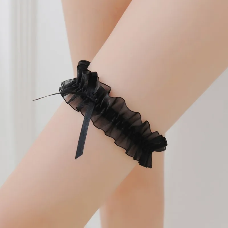 Lot De 2 Jarretières Femme Dentelle Rouge Et Noire - Avec Nœud élastique, Pour Mariée, Demoiselle D'honneur, Soirée - Accessoire élégant - 3