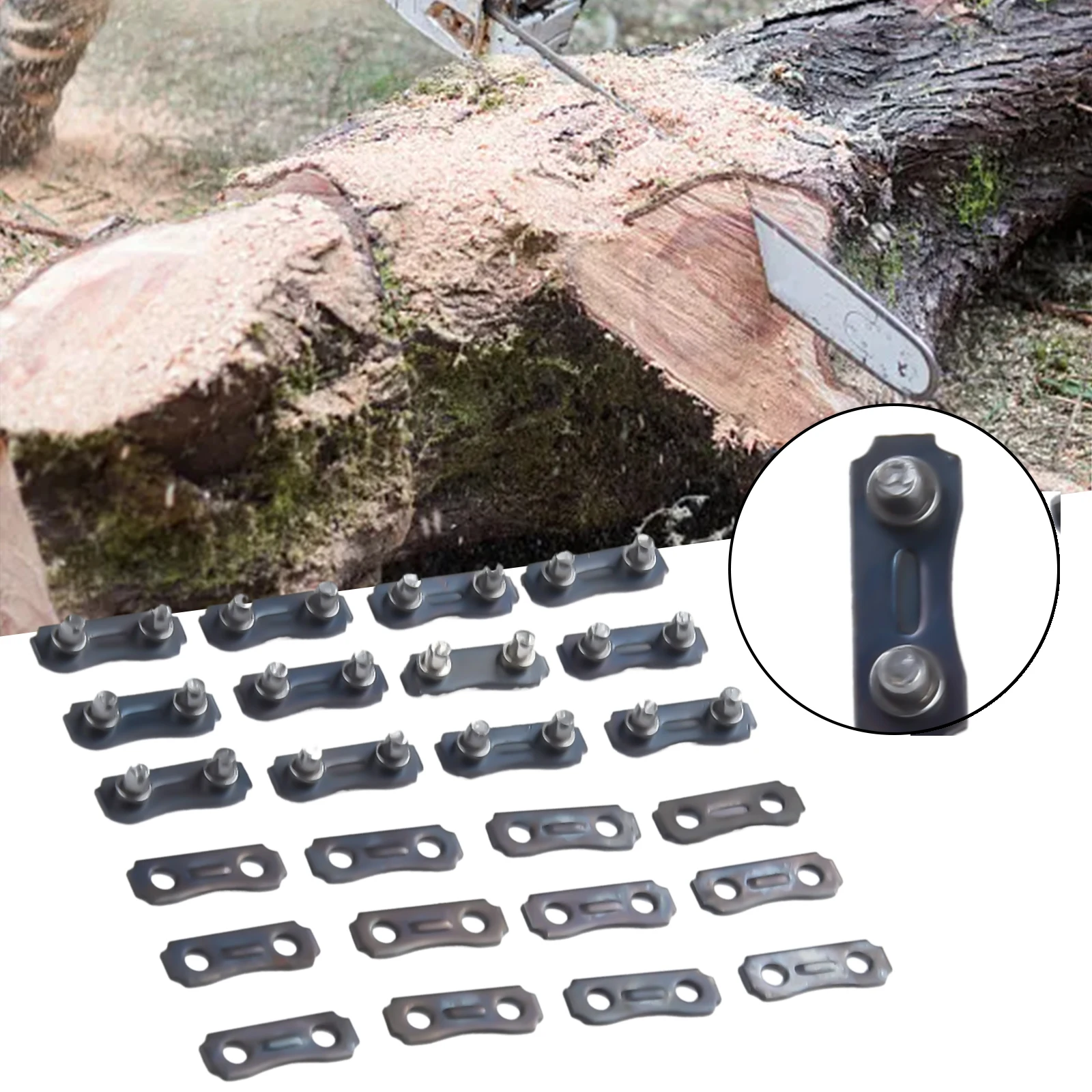 

12set Heavy Duty Chainsaw Chain Repair Kits Drive Links Part 3/8LP Pitch-0.050 Gauge Links Tie Straps Electric Saw Parts