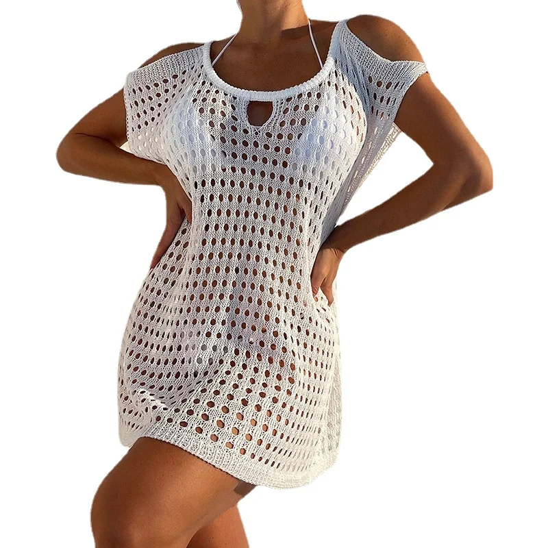 Fashion Hollow Sexy Solid Color Swimsuits Cover Up