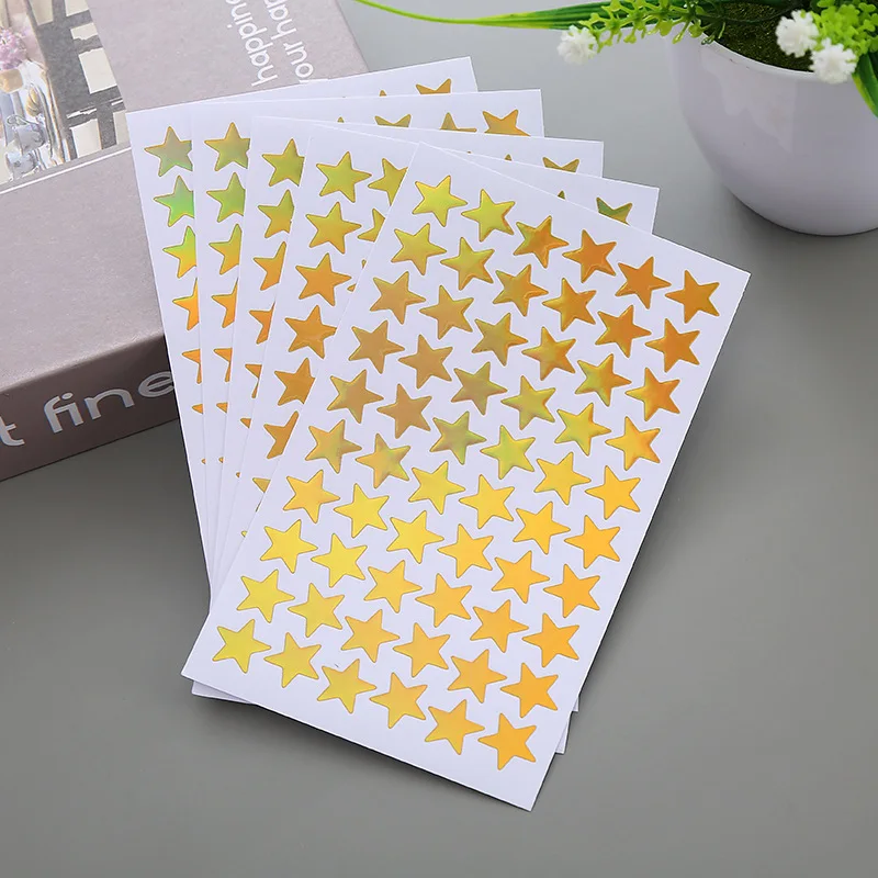 5 sheets Glitter Star Stickers for Kids School Teacher Reward Sticker Cute Gifts Party Decor Business Label Scrapbooking Sticker