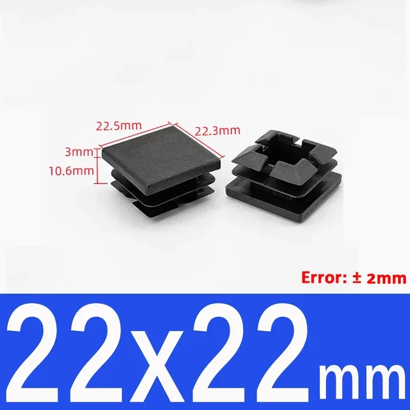 Black Square Plastic End Caps for Table or Chair Feet Protection