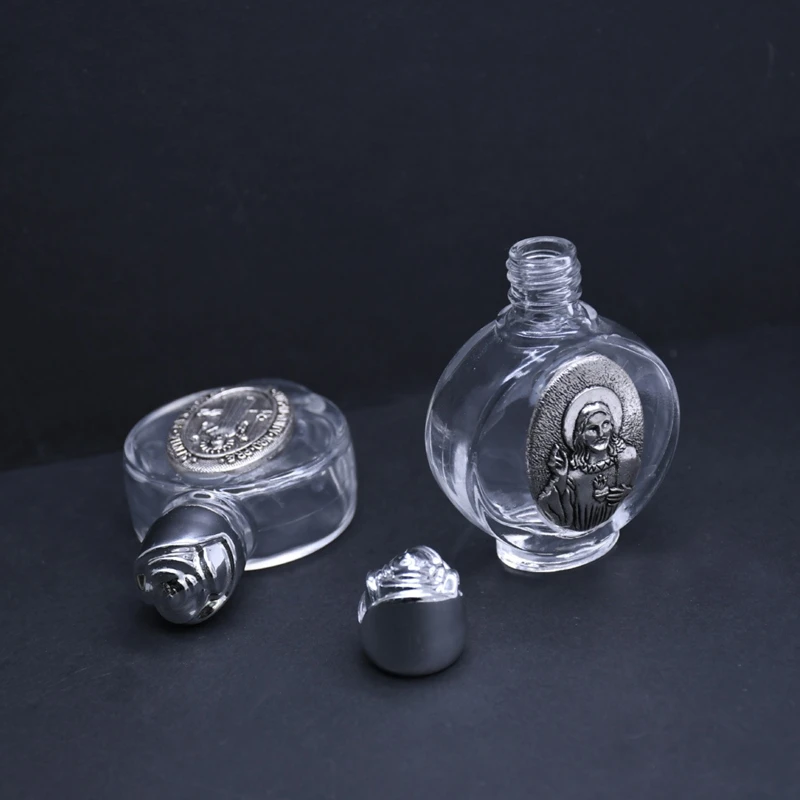 Empty Holy Water Bottle with Lid Clear Glass Organizer Praying Supplies holy water bottle