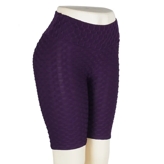 Hot new sexy fashion jacquard leggings yoga fitness sports five-point anti cellulite shorts for women Purple
