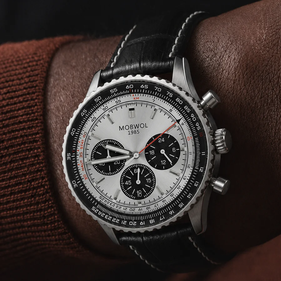 Men's Multifunction Chronograph Leather Strap Watch - Vintage Pilot Dial, Business & Fashion Style