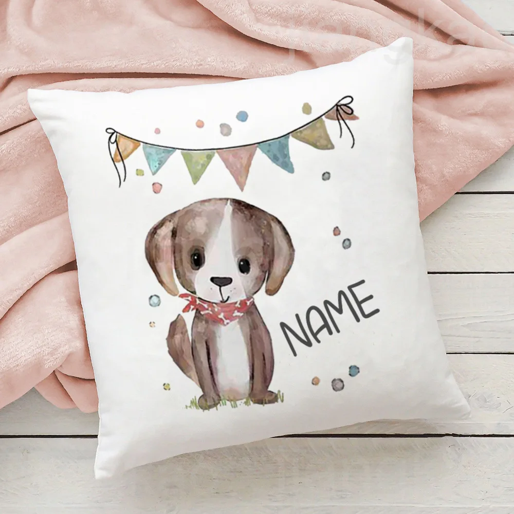 Personalized Pillow Case Animal with Name Pillow Dust Cover Bedroom Kids Wild Party Decor Pillowcase Birthday Gift for Children 5