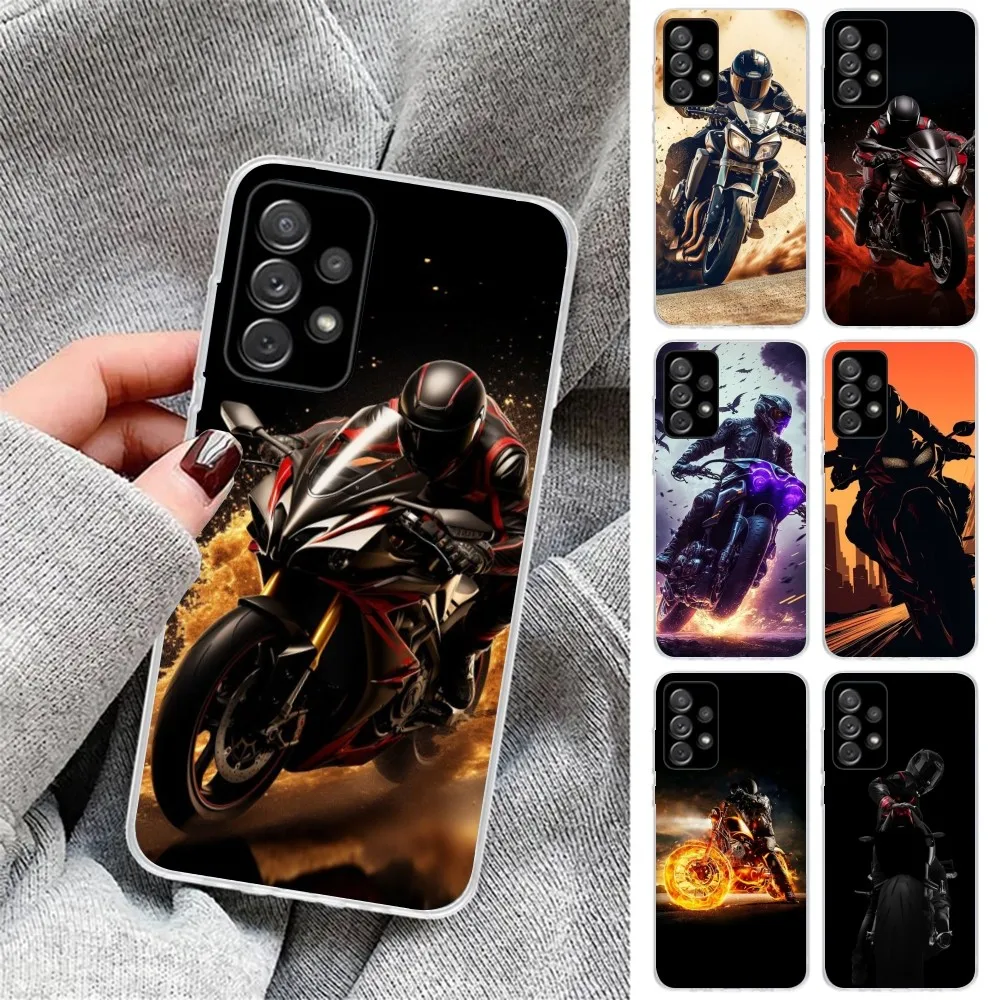 Custodia Per Cellulare Moto Rider Per Samsung Galaxy S23 S22 S21 Plus Ultra A12 A32 A53 Cover Trasparente Per Telefono Funda
