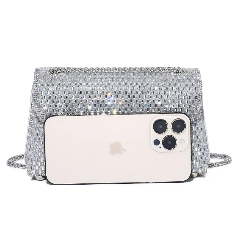 New Arrival Diamond-Studded Evening Clutch Bag with Chain Strap