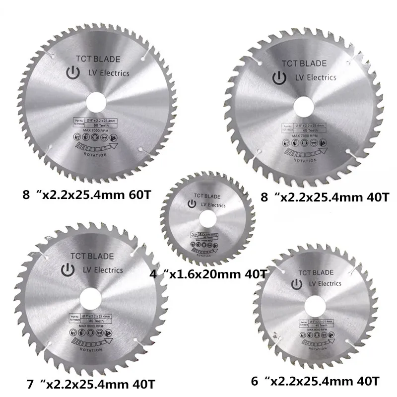 Lame de Scie Circulaire en Carbure de Tungstène, pour le Travail du Bois, Calcul TCT, Disque de Coupe, 4, 6, 7, 8 Pouces, 1 Pièce