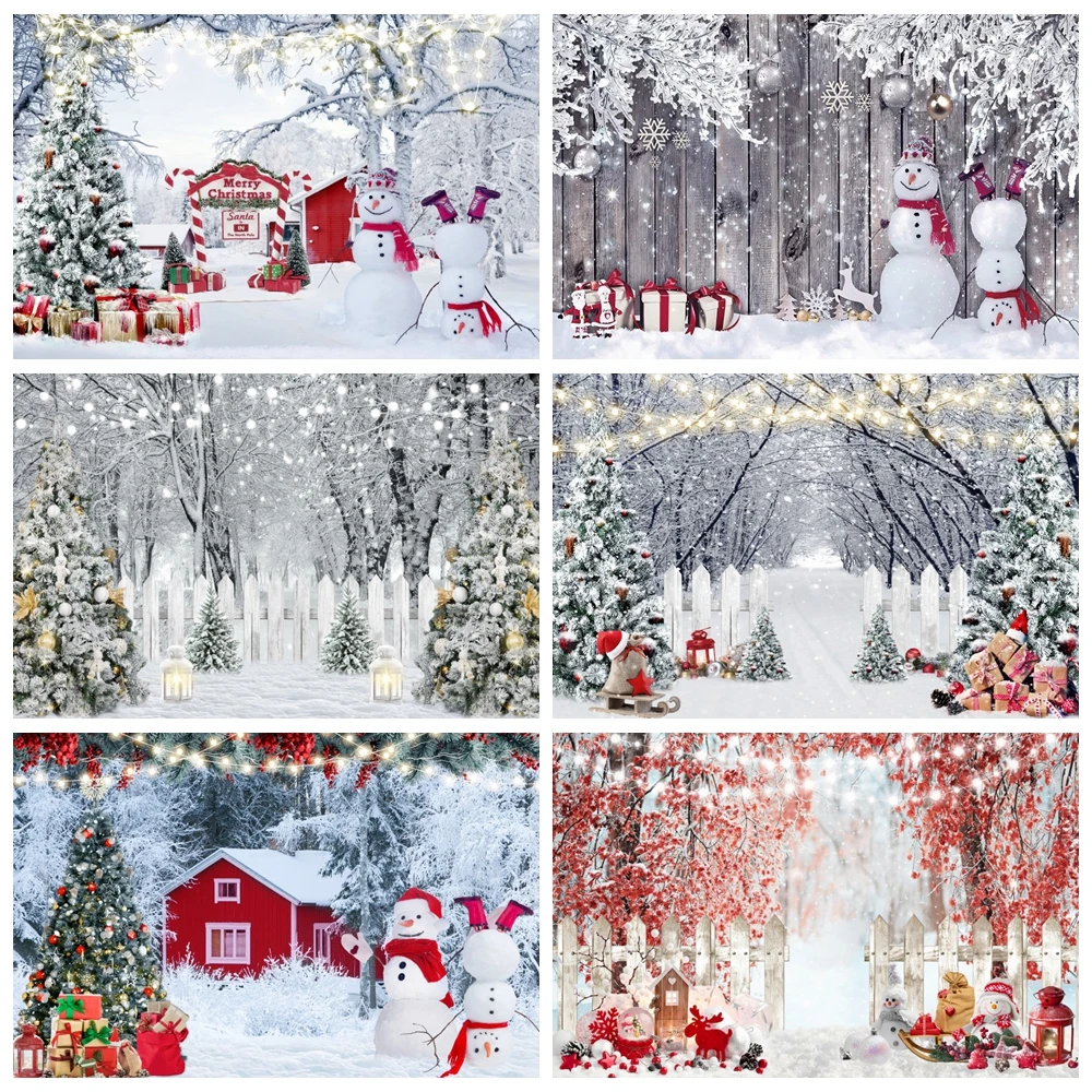 WinterChristmasBackgroundPhotographySnowyForestSnowmanChristmas