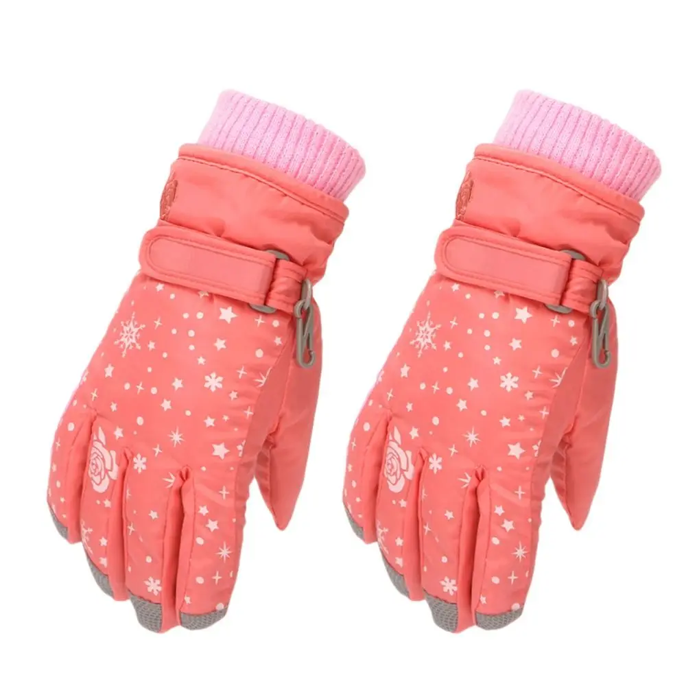 Children Skiing Gloves Pink Thicken Warm Kids Cycling Gloves Windproof Waterproof Outdoor Sports Mittens Ski Snow Winter Must