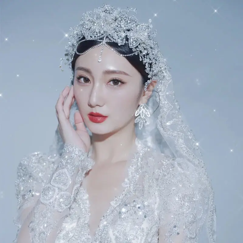 

Bride's Crown Headdress Luxury Crystal Hair Fashion Modeling Photo Photography Wedding Dress Rhinestone Wedding Hair Accessories