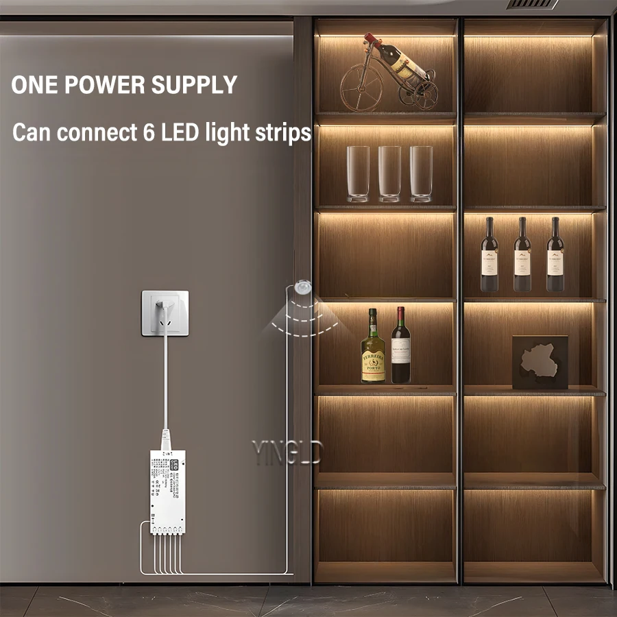 LED Strip Light With Motion Sensor LED COB Strip Under Cabinet Collection cabinet kitchen Stairs Wardrobe Bed cabinet Side Closet Lampara Light
