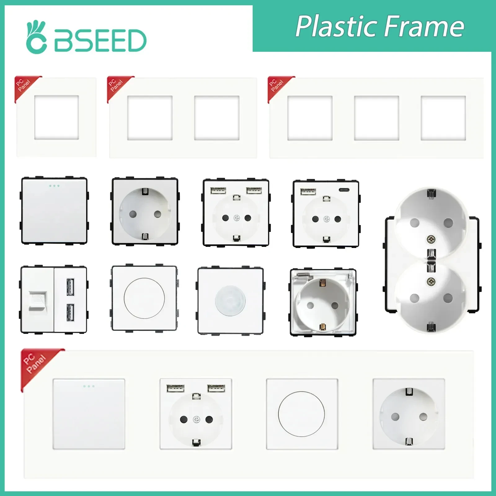 BSEED-Plastic-Frames-EU-Standard-Light-Switches-Module-Wall-Sockets-DIY ...