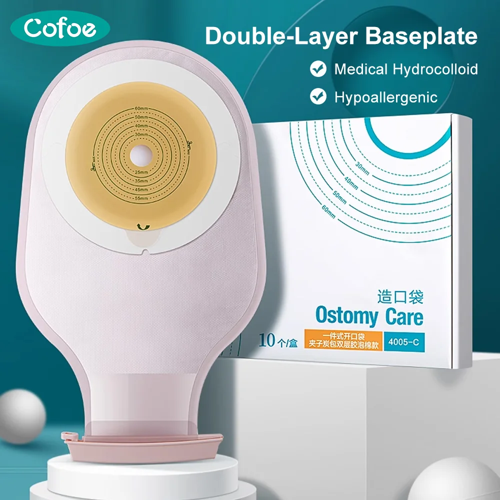 Colostomy Bags 10pcs/lot One-piece Disposable Opening 20-60mm With Clip Closure For Ostomy Patient Cofoe