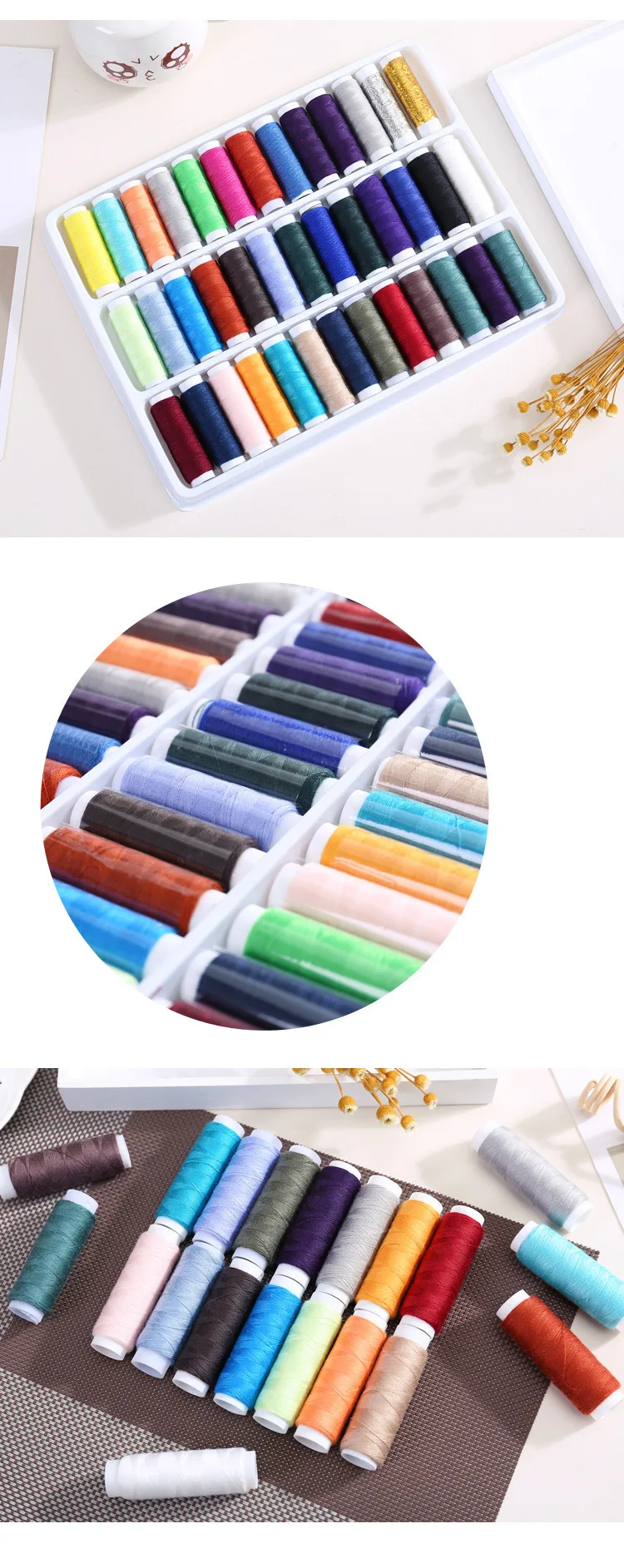 39 قطعة ألوان مختلطة 100% غزل البوليستر الخياطة الموضوع لفة آلة التطريز اليدوي 200 ياردة كل بكرة لمجموعة الخياطة المنزلية