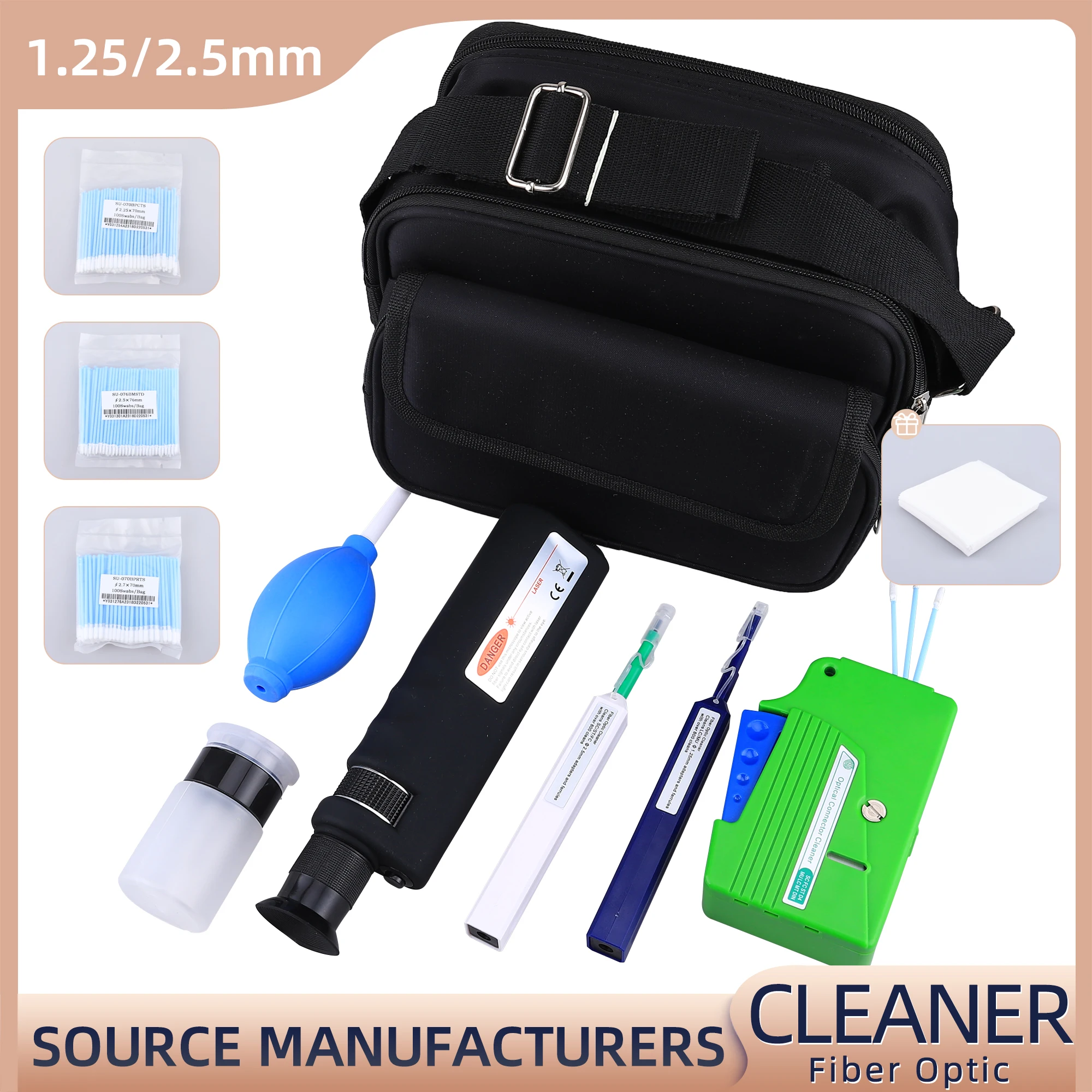 FTTH Fiber Optic Cleaning Kit  Cassette for FC SC ST LC MU Connectors Microscope 400 Times 9 in 1 fiber cleaning kit fiber optic ftth tools set fttx network testing tool with fiber inspection microscope cleaner cassette