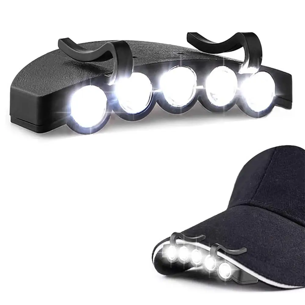 

Hat Clip Light 5 Led Headlamps Cap Lights Clip On Hat Headlight Night Fishing Light With Battery For Hiking Fishing