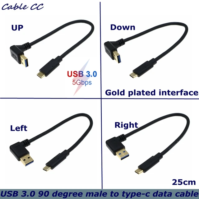 90 Degree USB C Cable USB 3.0 A to USB Type C Left / Right Angle Data Sync  & Charge Cord USB-C Converter Adapter double angled - AliExpress