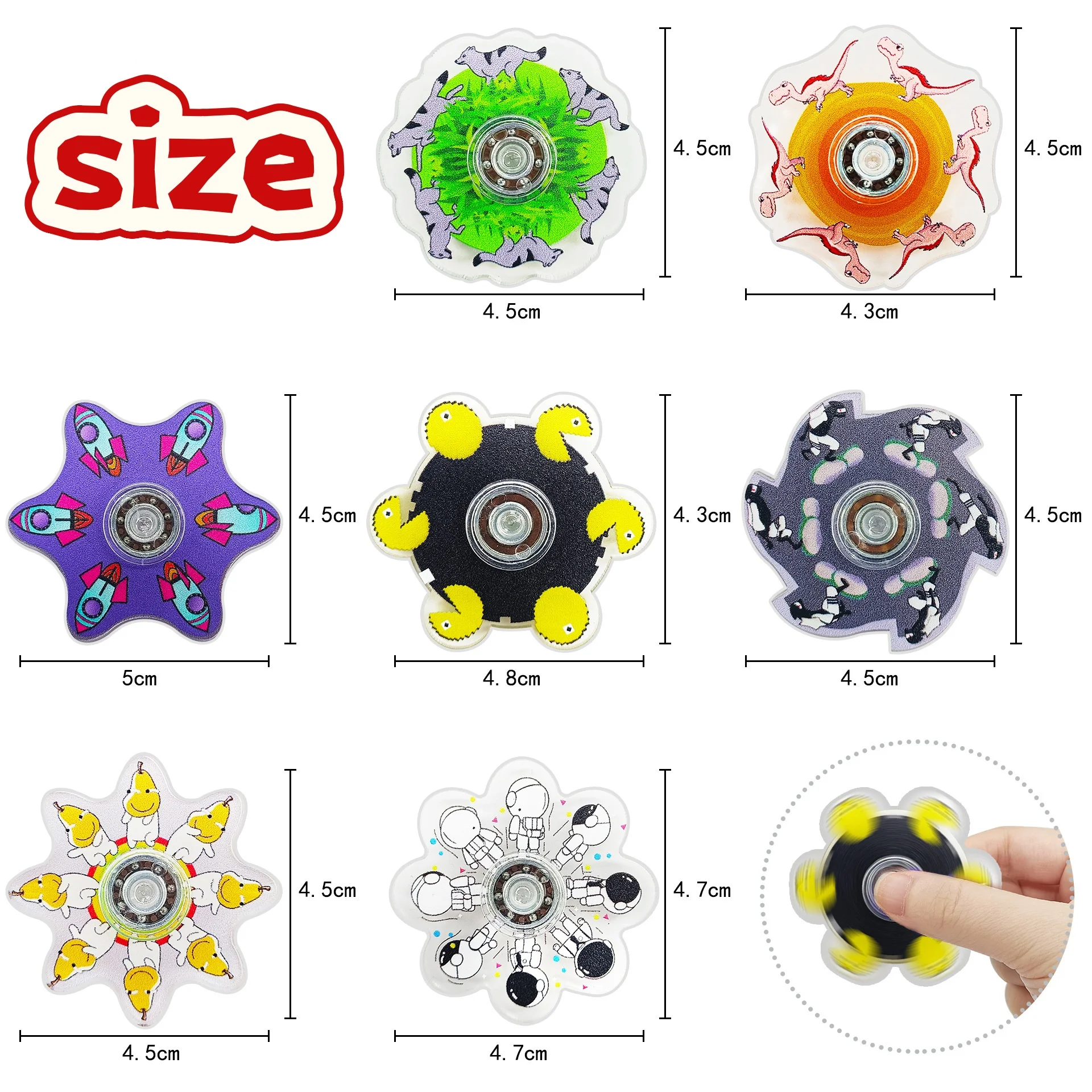 6 Stück 3D-Finger-Spielzeug, kreative Fingerspitzen-Laufrotation, visuelle Illusion, Cartoon, stressreduzierendes dynamisches optisches Gyroskop_voghion.com