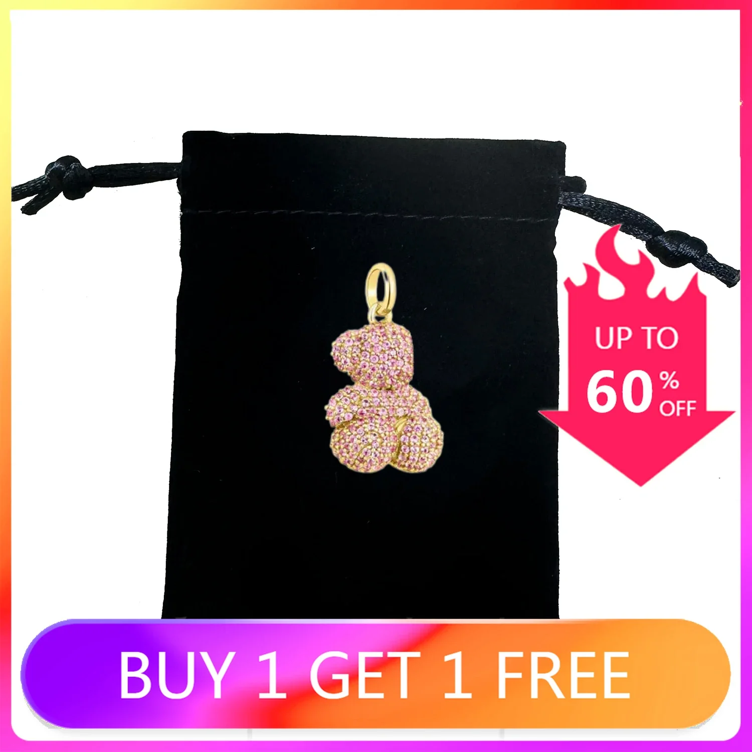 

2024 Trendy New Spanish Bear S925 Silver Head Necklace Eternal Classic Exquisite Plush Bag