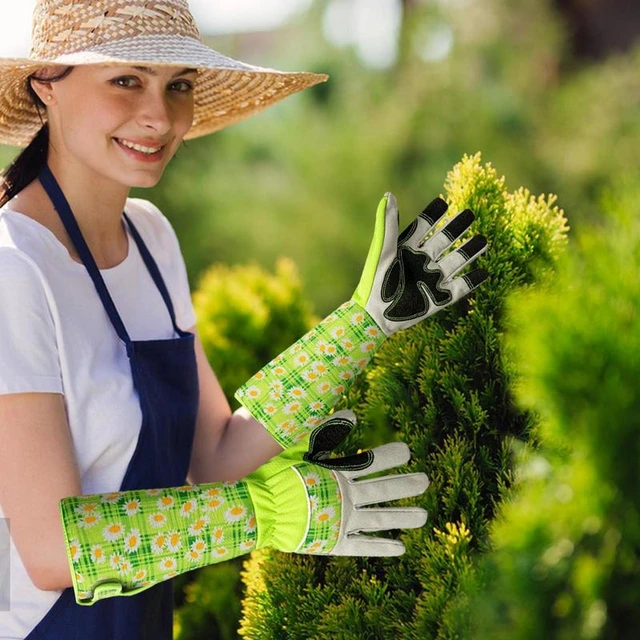 Guantes de jardinería para mujer, manoplas de manga larga a prueba