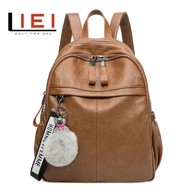 

Рюкзак LIEI из искусственной кожи Женский, вместительный Водонепроницаемый ранец, модные дизайнерские сумки для девушек, дорожные школьные портфели