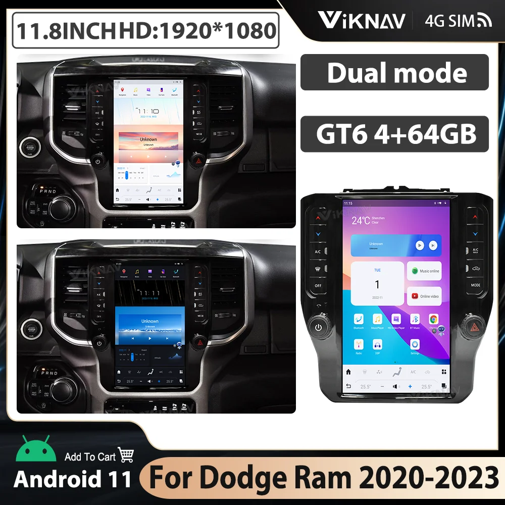 

Newest Android Autoaudio 8 Core For Dodge Ram 2020-2022 Car Radio Wireless CarPlay Stereo Head Unit Stereo Touch Screen GPS Navi