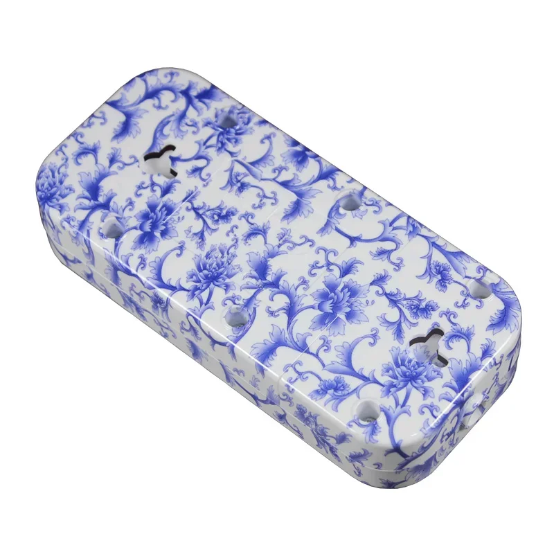Stylish Blue & White Porcelain EU Plug Power Strip with USB Ports - 1200W