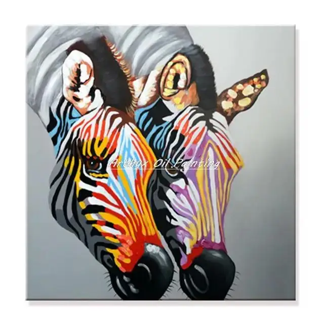 thumbnail image 1 of Pintura al óleo de elefante pintada a mano de Arthyx Pop Art sobre lienzo, dibujo animado abstracto, decoración de pared moderna para habitación de niños y hogar, 1 of 5