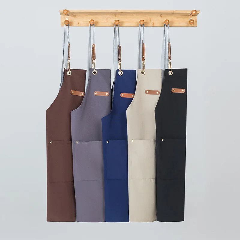 C799 Neck Apron Chef  Work Apron Canvas Kitchen Aprons for Woman Men Chef Work Apron for Grill Restaurant Bar Shop Cafes Beauty
