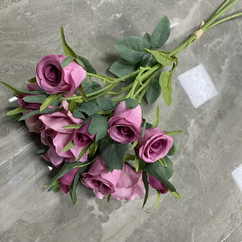 

15 Head Rose Artificial Flower Bouquet Home Decor Quality Wedding Holding Flower Bridal Room Decoration Fleurs Artificielles