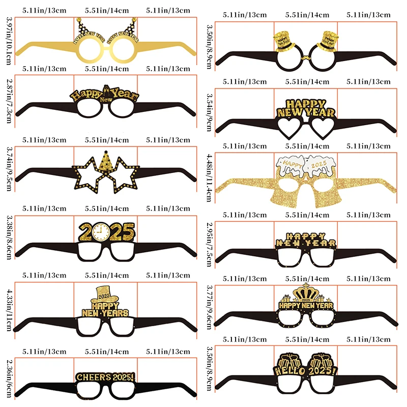Party Photo Props Happy New Year Paper Glasses Eyeglasses Frame Photo Props Family Eve Christmas Party Decorations Funny Photo Booth Props