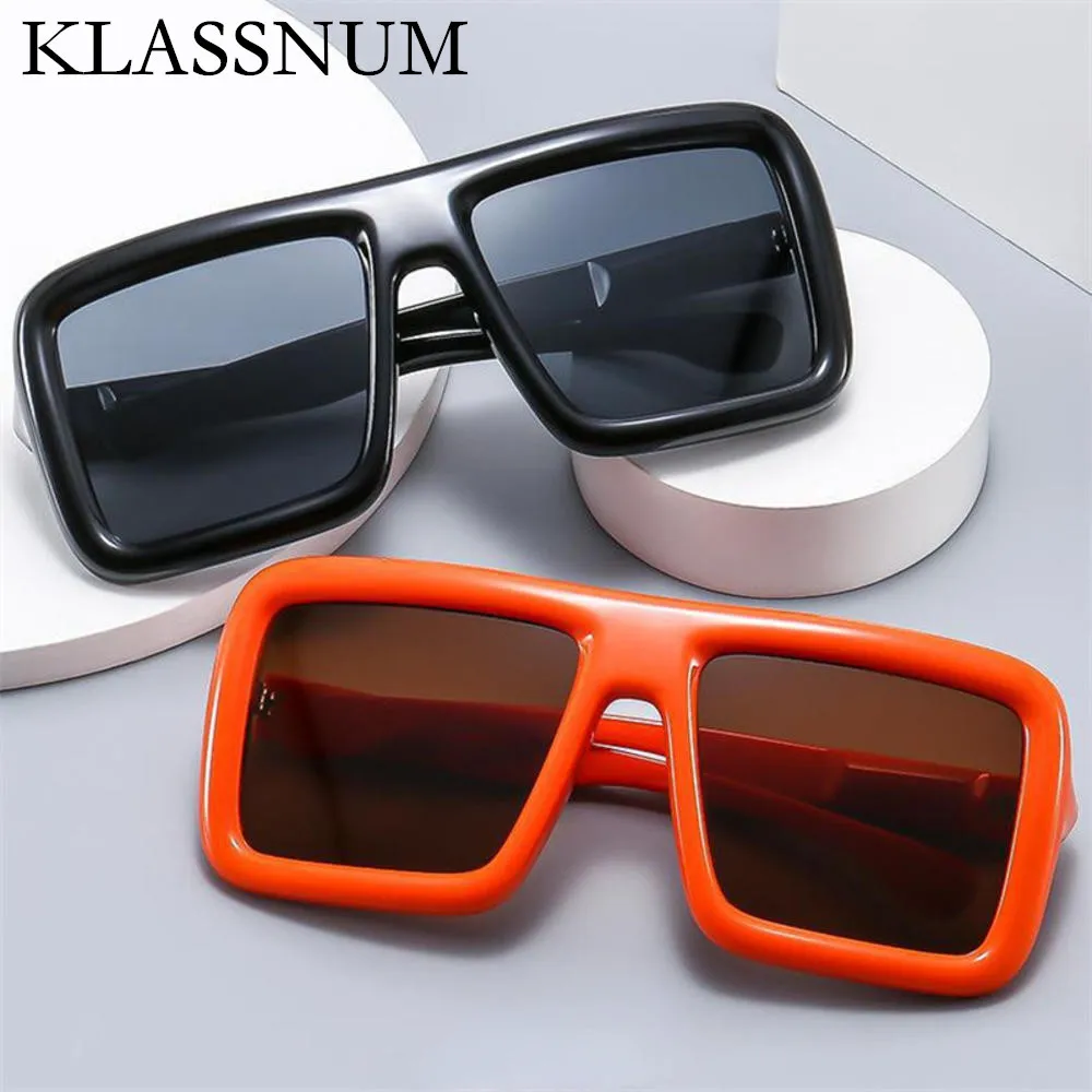 

KLASSNUM Oversized Square Women Luxury Sunglasses Retro Y2K Brand Designer Men Trendy Black Sun Glasses Candy Color Shades UV400