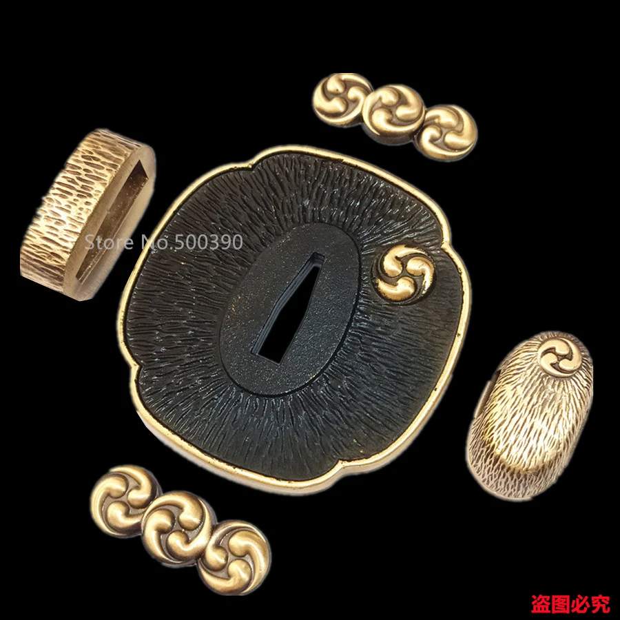 

Japan Brass Copper Carved Parts Handguard Guard Tsuba Fuchi Kashira Menuki F Japanese Sword Samurai Katana DIY Parts Nice