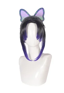 Women's Black Purple Cosplay Wig Widow Butterfly Curly Wig